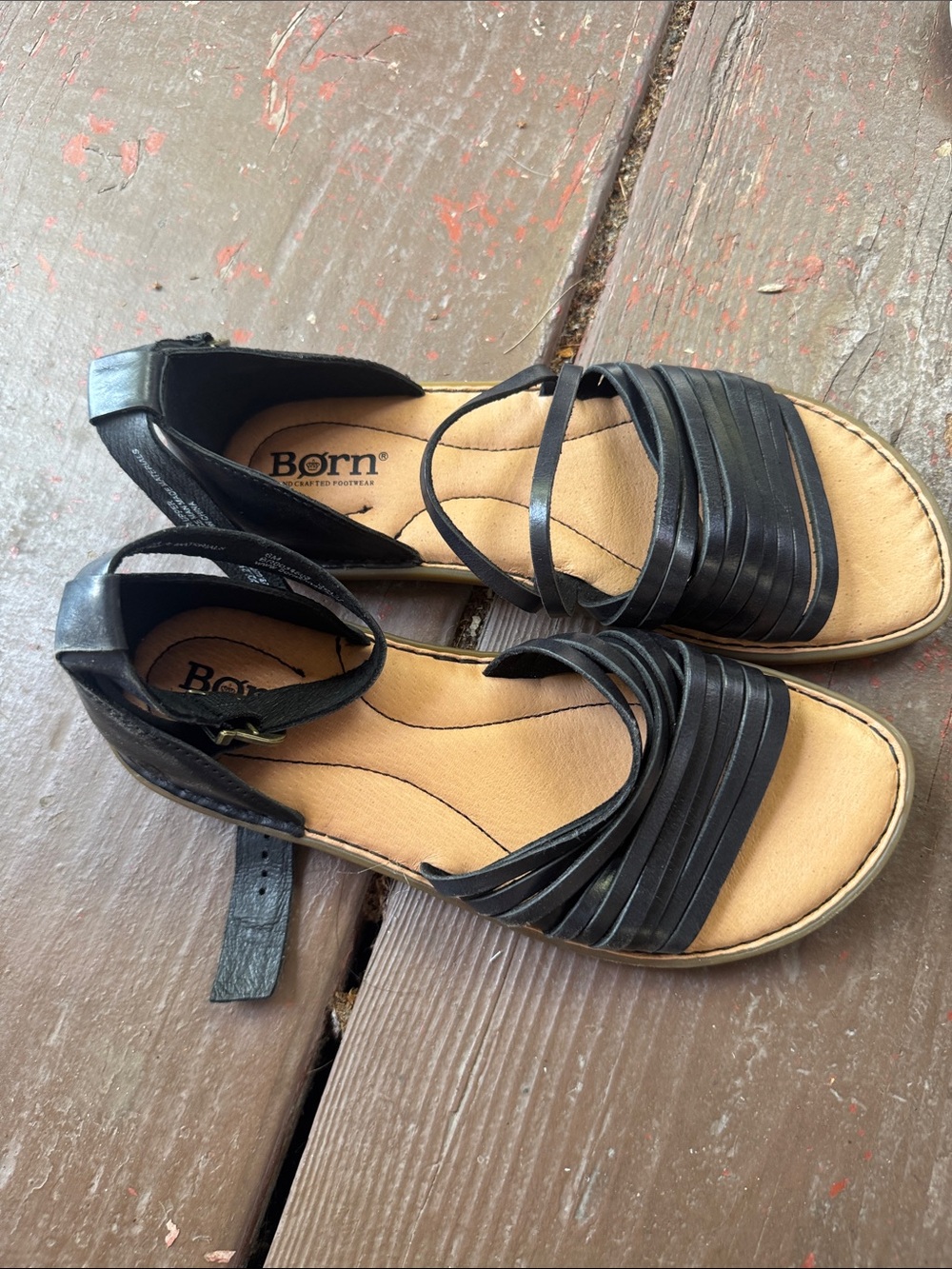Born Black Leather Multi-Strap Women’s Sandals